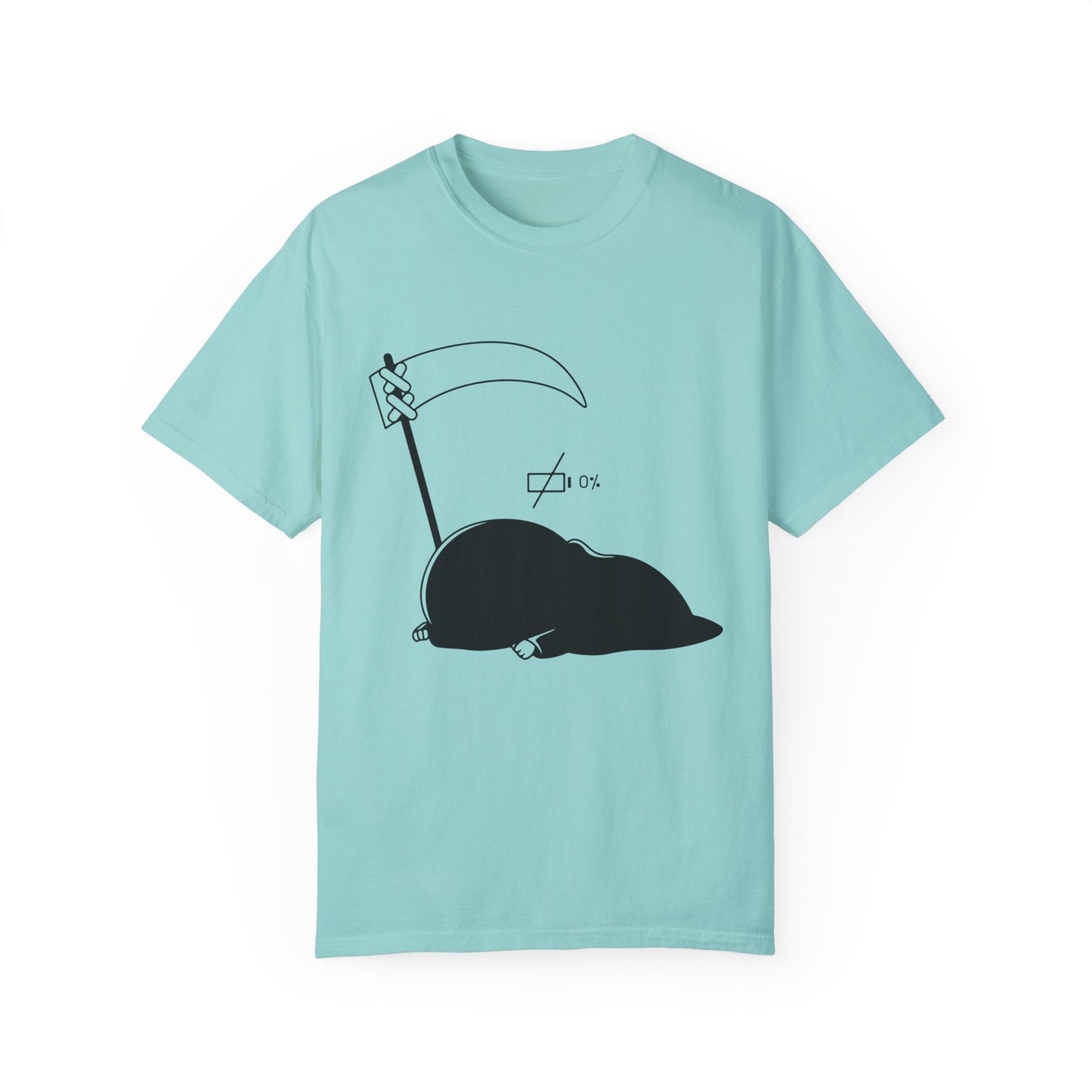 Low Batter Reaper Unisex Garment-Dyed T-Shirt - Casual Vintage Style for Everyday Wear