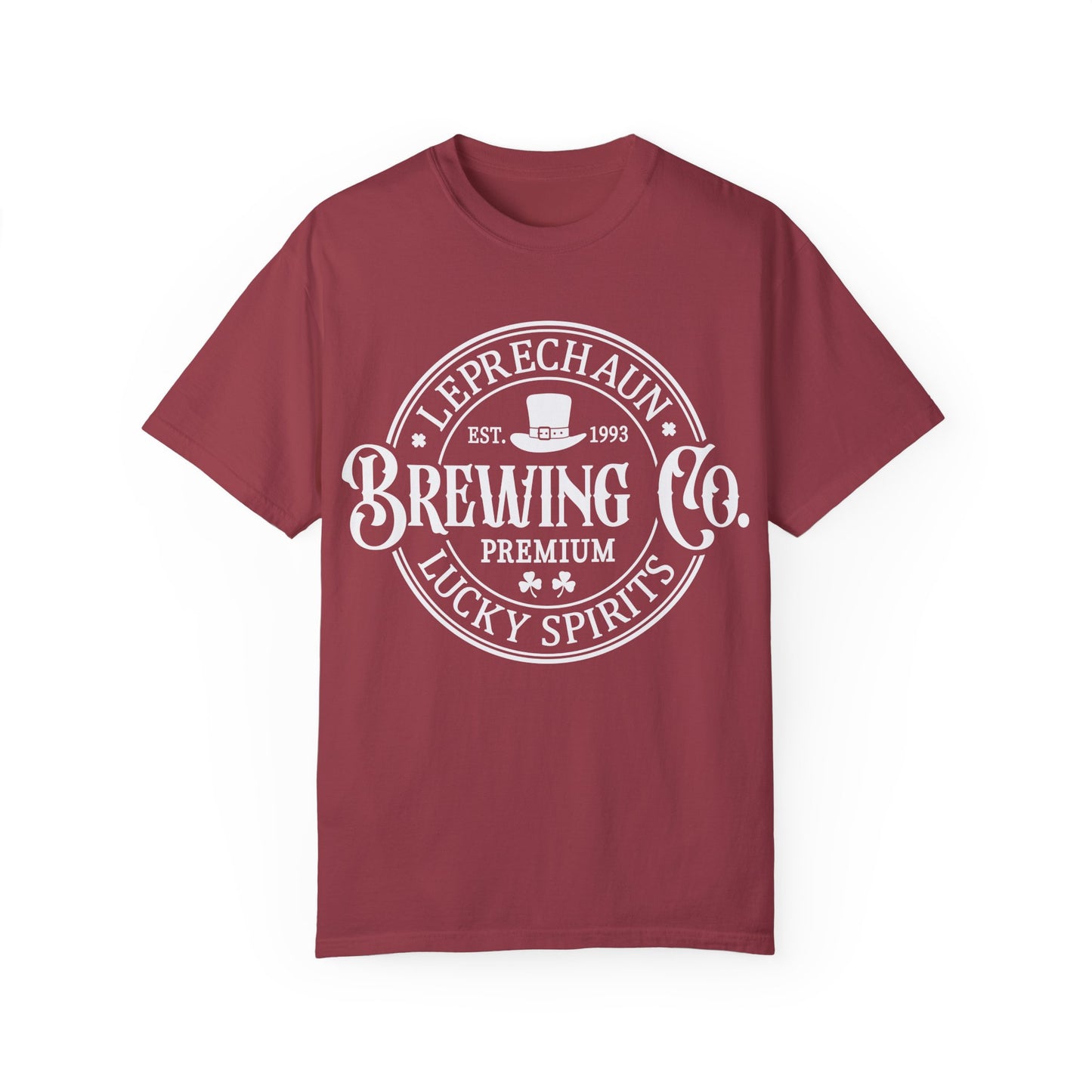 Leprechaun Brewing Co Lucky Spirits Unisex Garment-Dyed T-Shirt - Casual Vintage Style for Everyday Wear
