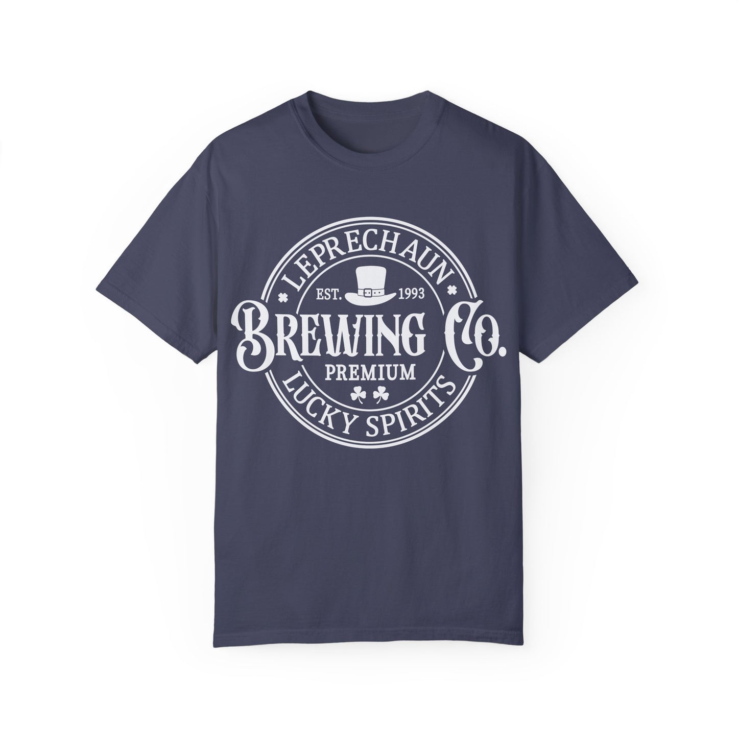 Leprechaun Brewing Co Lucky Spirits Unisex Garment-Dyed T-Shirt - Casual Vintage Style for Everyday Wear