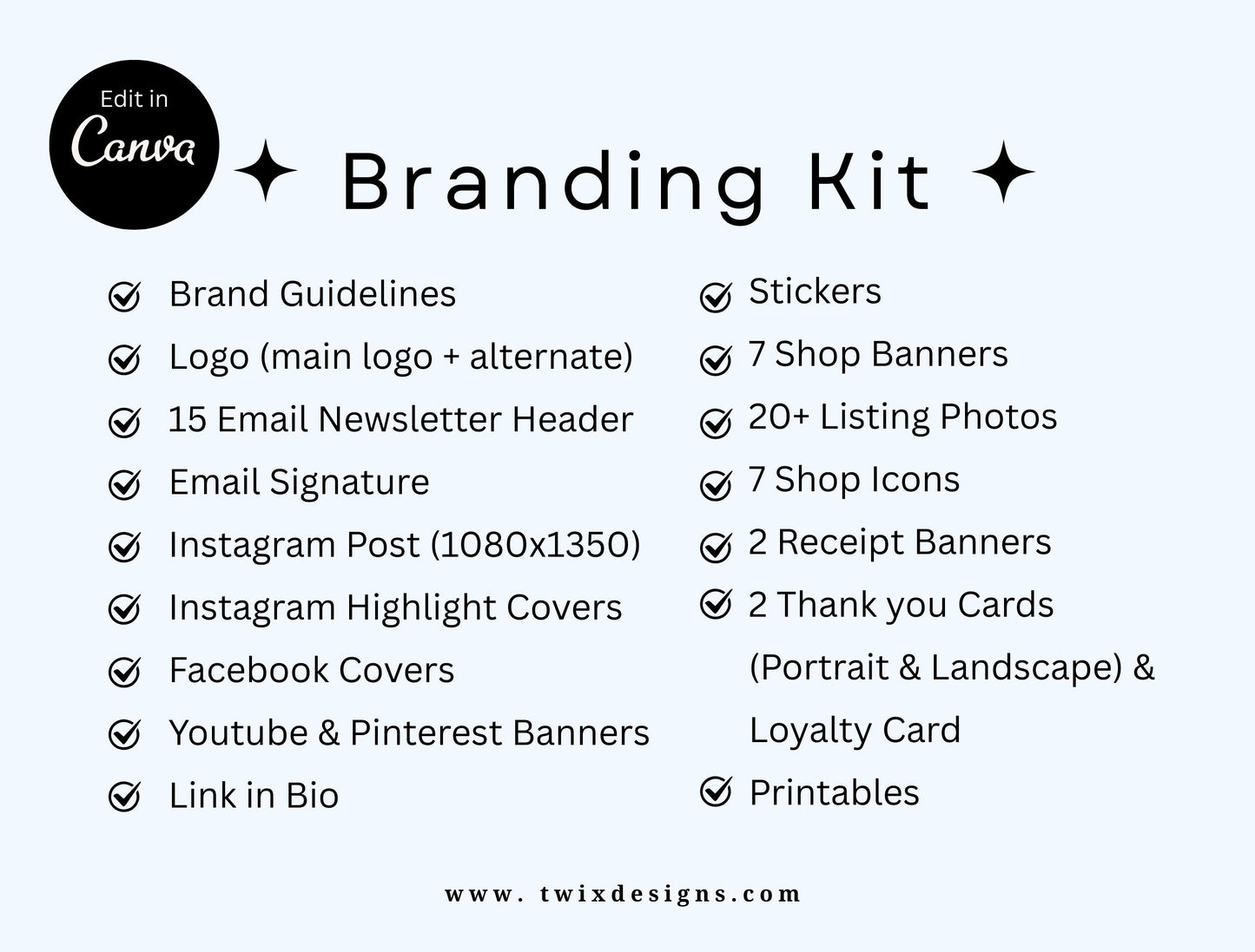 Branding Kit Luckygrin Canva Templates Product Fashion Coach Etsy Kit Light Blue Theme