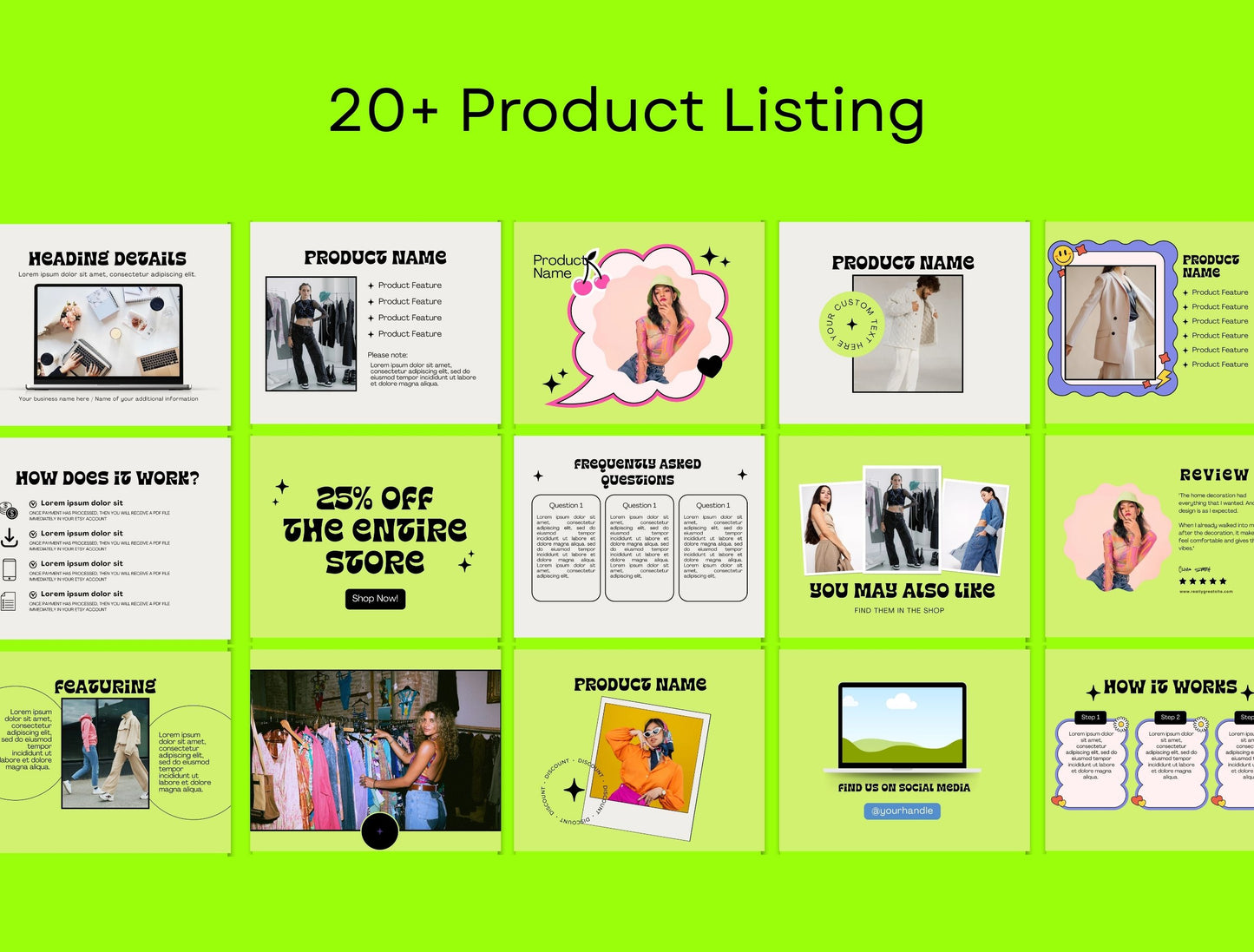 Etsy Shop Kit NeoNoble Bundle, Editable Canva Templates, Product Listing Photos Mockup, Etsy Seller Store Branding