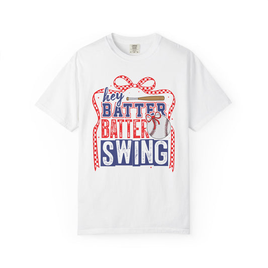 Batter Swing Baseball Unisex Garment-Dyed T-Shirt - Casual Vintage Style for Everyday Wear
