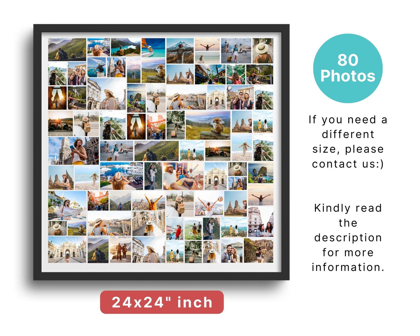 EDITABLE 80 Photo Collage, Square Welcome Sign, Poster Sign, Canva, DIGITAL