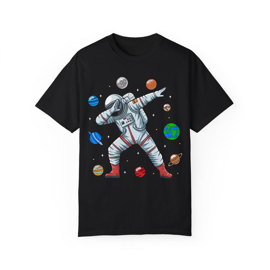 Dabbing Astronaut Unisex Garment-Dyed T-Shirt - Casual Vintage Style for Everyday Wear