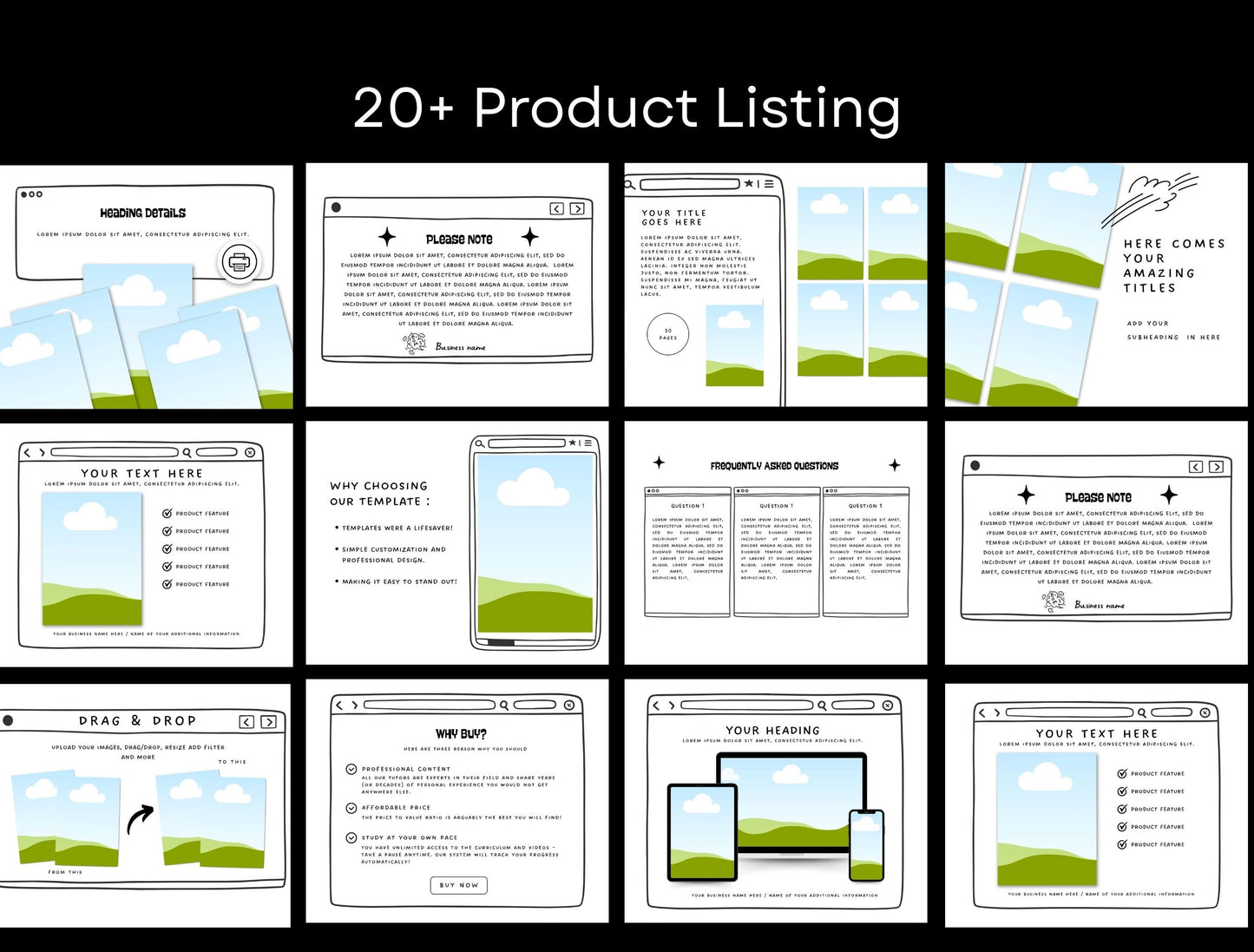 Etsy Shop Kit Comiko, Editable Canva Templates, Product Listing Photos Mockup, Etsy Seller Store Branding