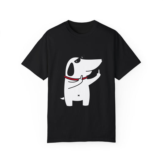 Dog Middle Finger Unisex Garment-Dyed T-Shirt - Casual Vintage Style for Everyday Wear