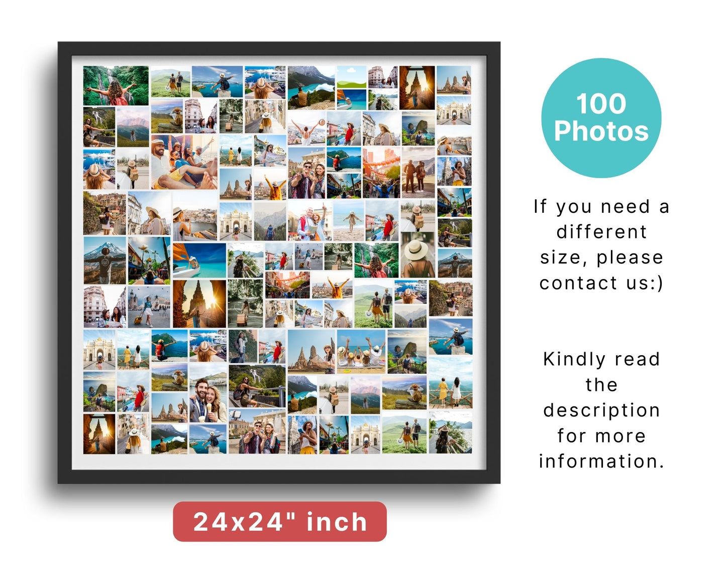 EDITABLE 100 Photo Collage, Square Welcome Sign, Poster Sign, Canva, DIGITAL
