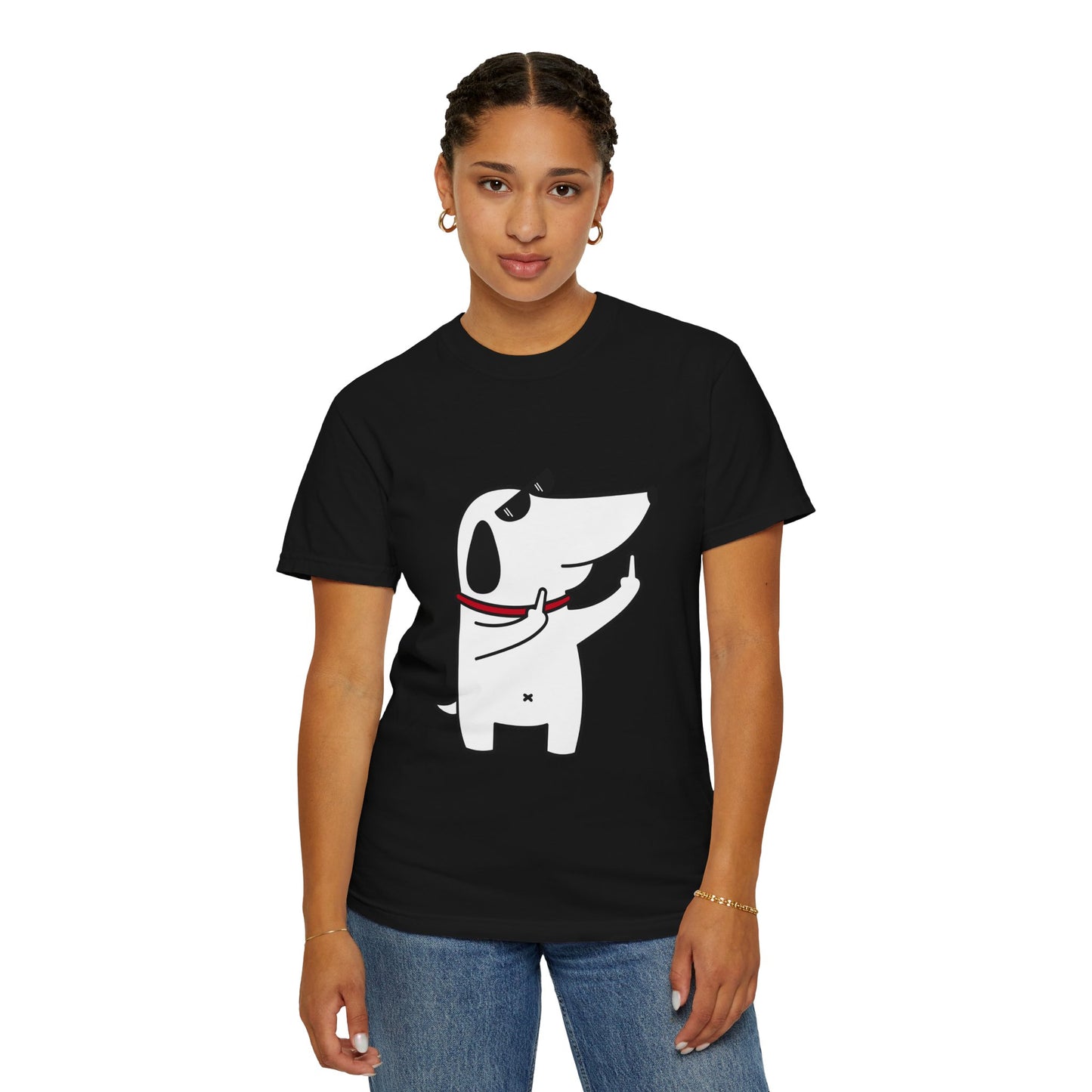 Dog Middle Finger Unisex Garment-Dyed T-Shirt - Casual Vintage Style for Everyday Wear