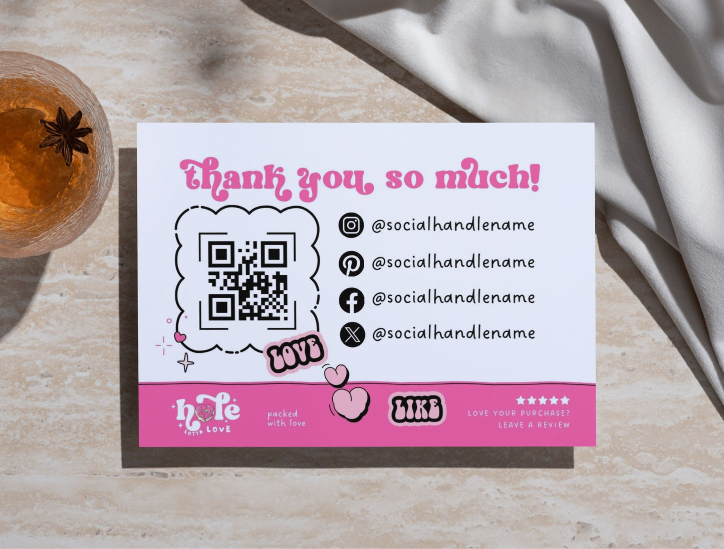 Small Business Printable Kit Canva Templates – Thank You Card, Loyalty Card, Gift Certificate, QR Code Payment Homebaked Bakery Pink Cafe Theme
