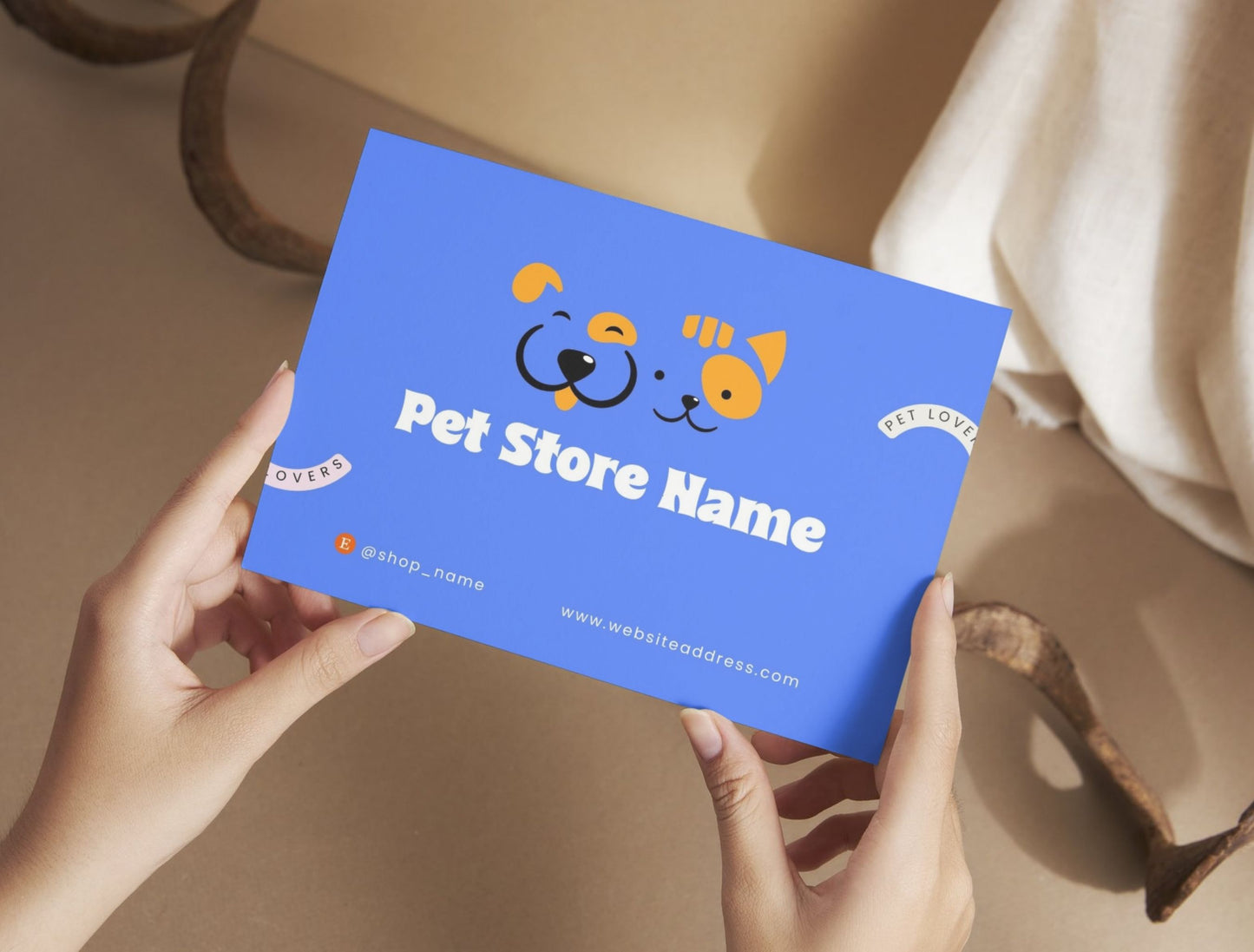 Pet Business Printable Canva Templates – Thank You & Loyalty Card, Door Hanger QR Code SnuggleTails Blue Theme