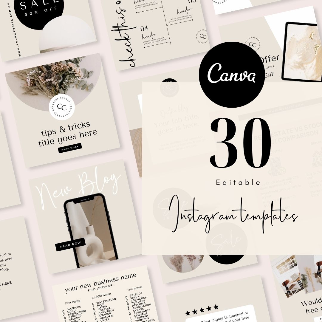 30 Product Social Instagram Posts Editable Canva Template