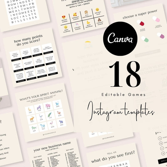 18 Viral Games Social Media Instagram Post Editable Canva Templates