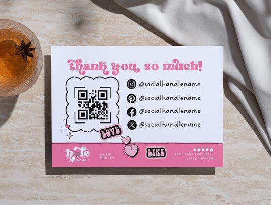 Small Business Printable Kit Canva Templates – Thank You Card, Loyalty Card, Gift Certificate, QR Code Payment Hole Lotta Love Bakery Pink Cafe Theme