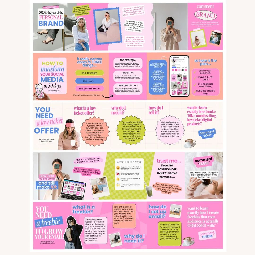 5 Seamless Instagram Carousel Posts for Your Business Using This Brand Theme Fun Pink Style