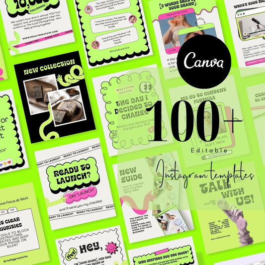 100 NeoNoble Social Media Instagram, Personal Coach Product Marketing Branding, Editable Canva Template