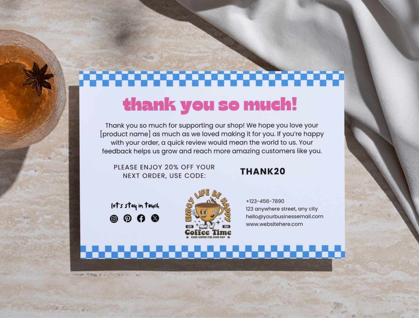 Small Business Printable Kit Canva Templates – Thank You Card, Loyalty Card, Gift Certificate, QR Code Payment JAva CafeTheme