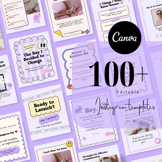 100 Cute Gumdrop Social Media Instagram, Personal Coach Product Marketing Branding, Editable Canva Template