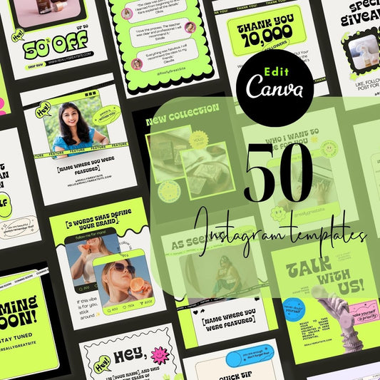 50 Starry Social Media Instagram, Personal Product Marketing Branding, Editable Canva Template