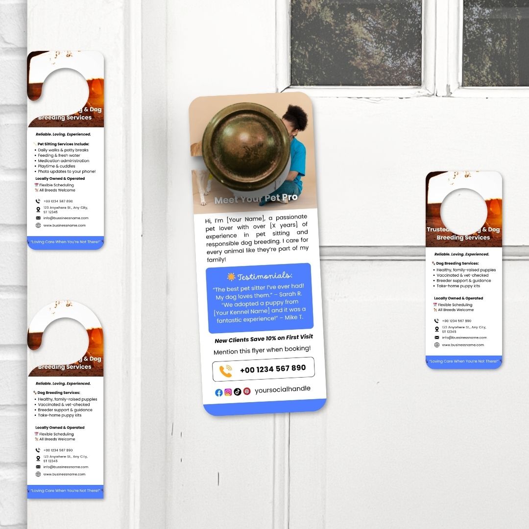 Branding Kit Snuggletails Pet Business Editable Canva Templates Business Cards Marketing Posts Blue Orange Theme