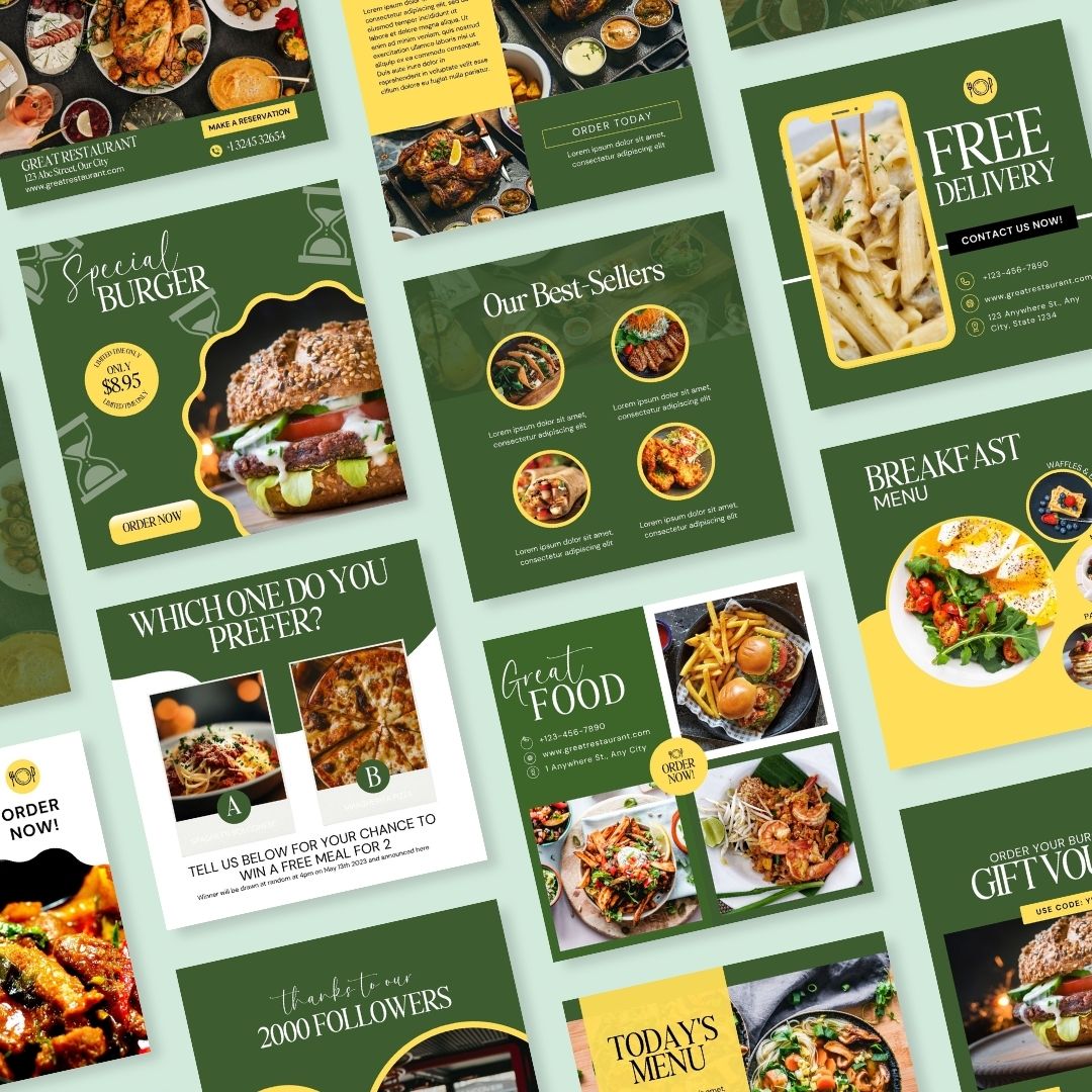 50 Food Service Green Theme Instagram Posts