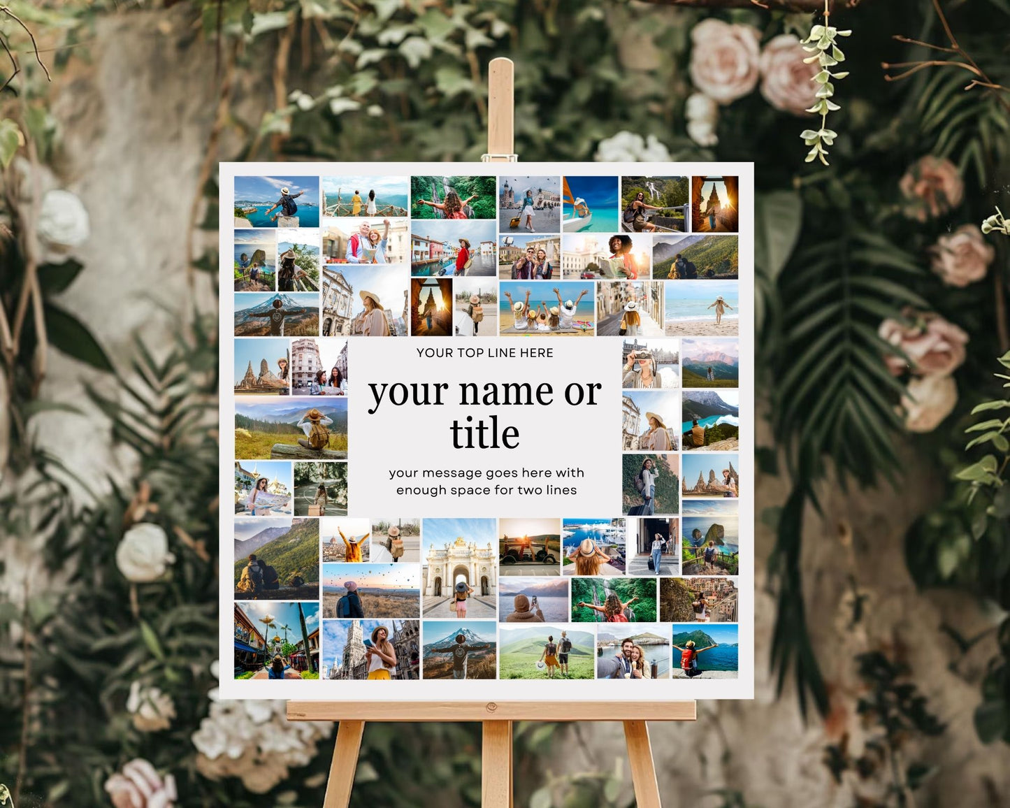 EDITABLE 50 Photo Collage, Square Welcome Sign, Poster Sign, Canva, DIGITAL