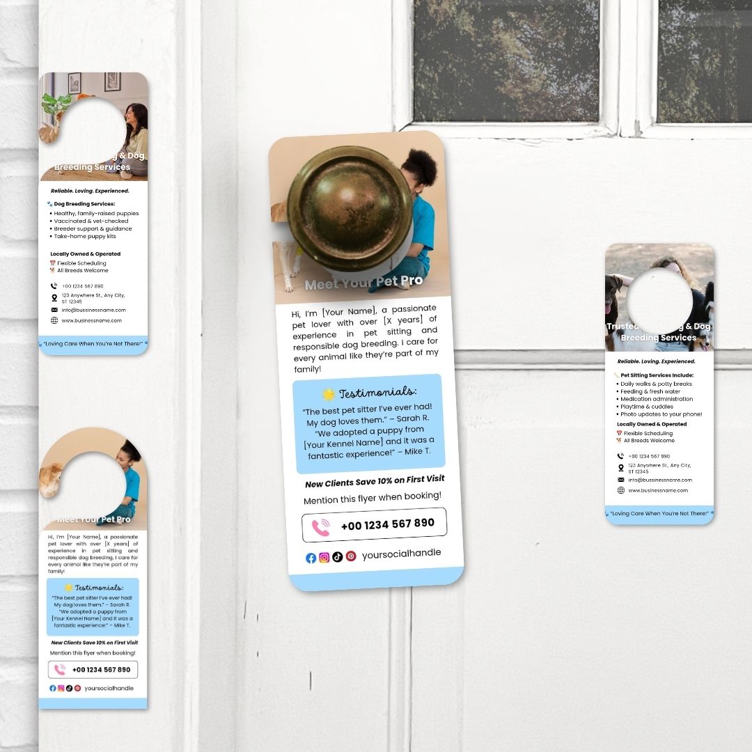 Branding Kit fur friends Pet Business Editable Canva Templates Business Cards Marketing Posts Light Blue Theme