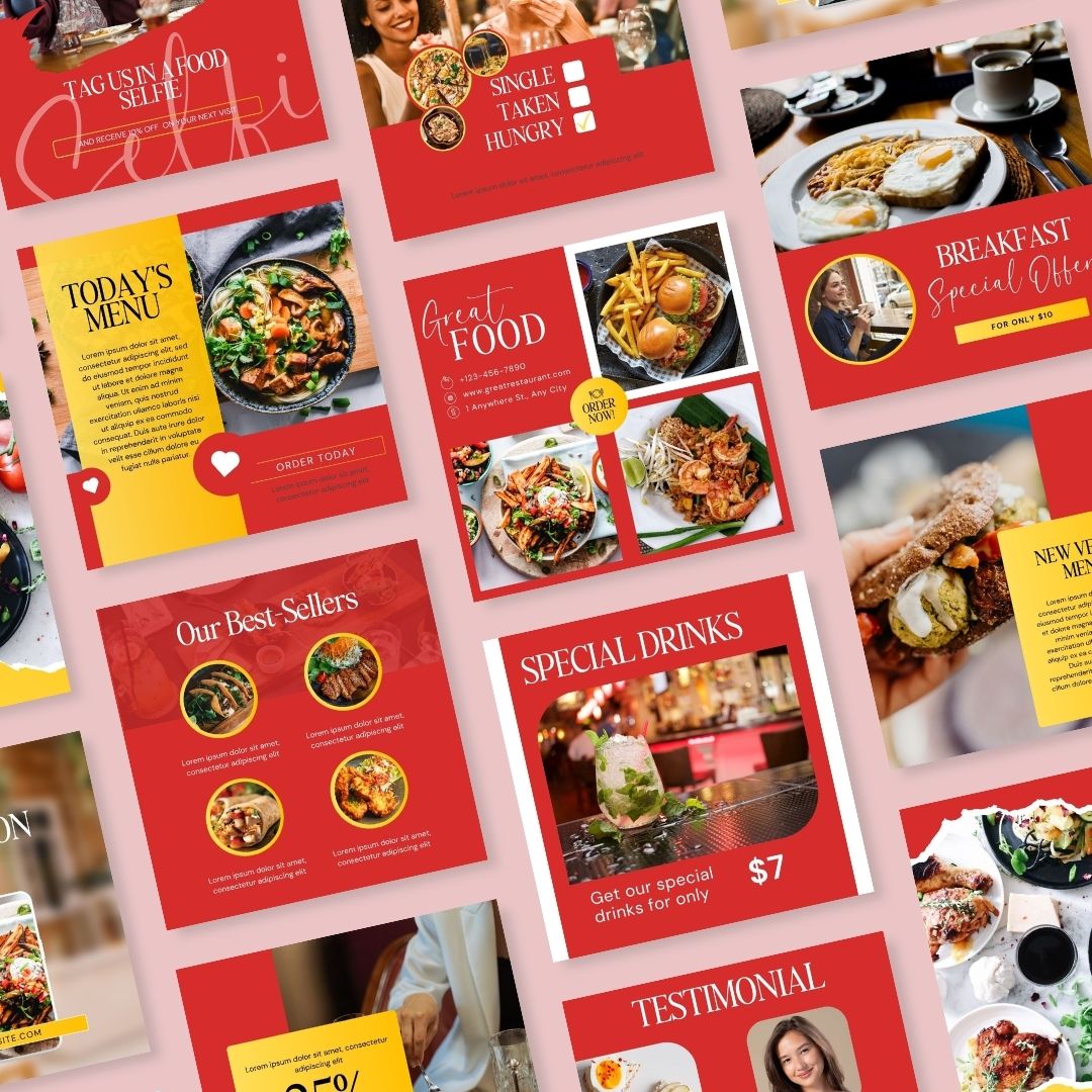 50 Food Service Red Theme Instagram Posts