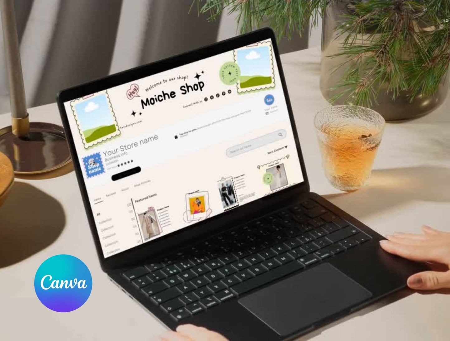 Etsy Shop Kit Mochie Bundle, Editable Canva Templates, Product Listing Photos Mockup, Etsy Seller Store Branding