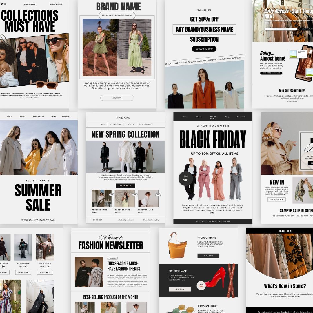 50 Email Marketing Templates Ecommerce, Fashion Canva Email templates