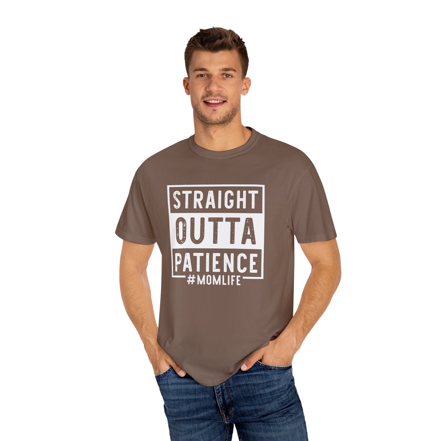 Straight outta patience mom life Unisex Garment-Dyed T-Shirt - Casual Vintage Style for Everyday Wear