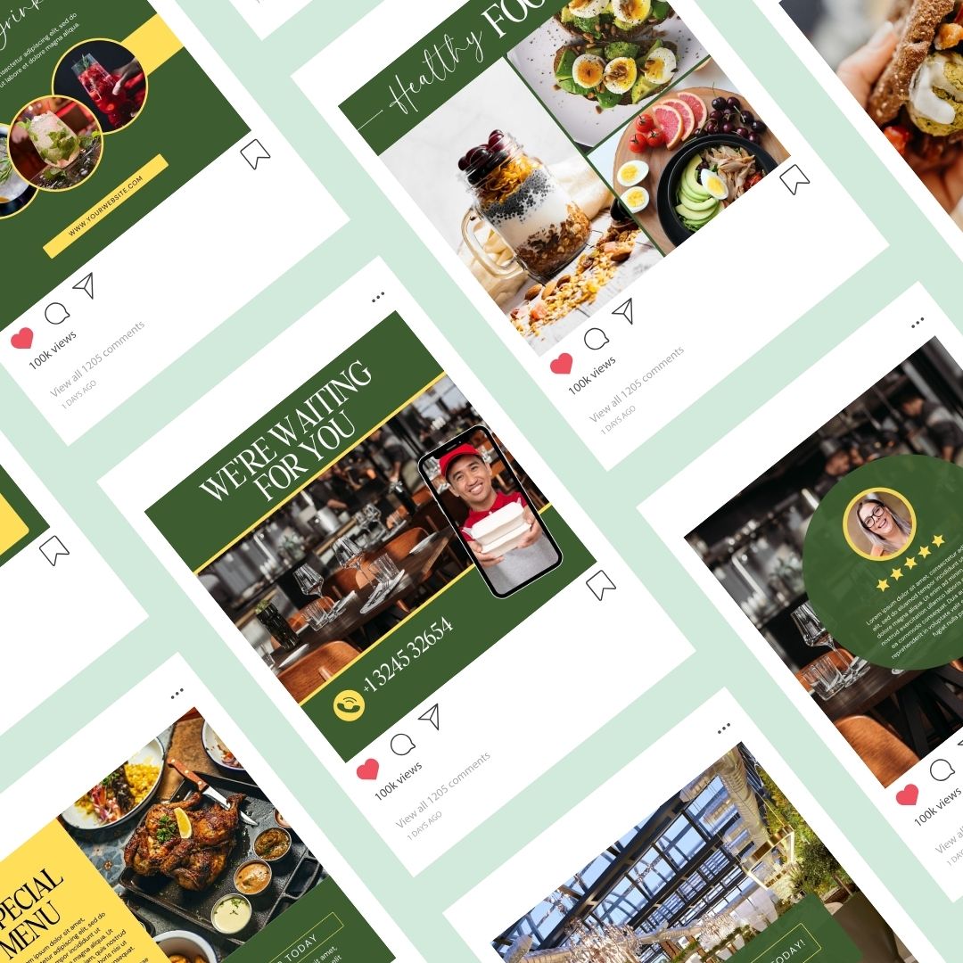 50 Food Service Green Theme Instagram Posts