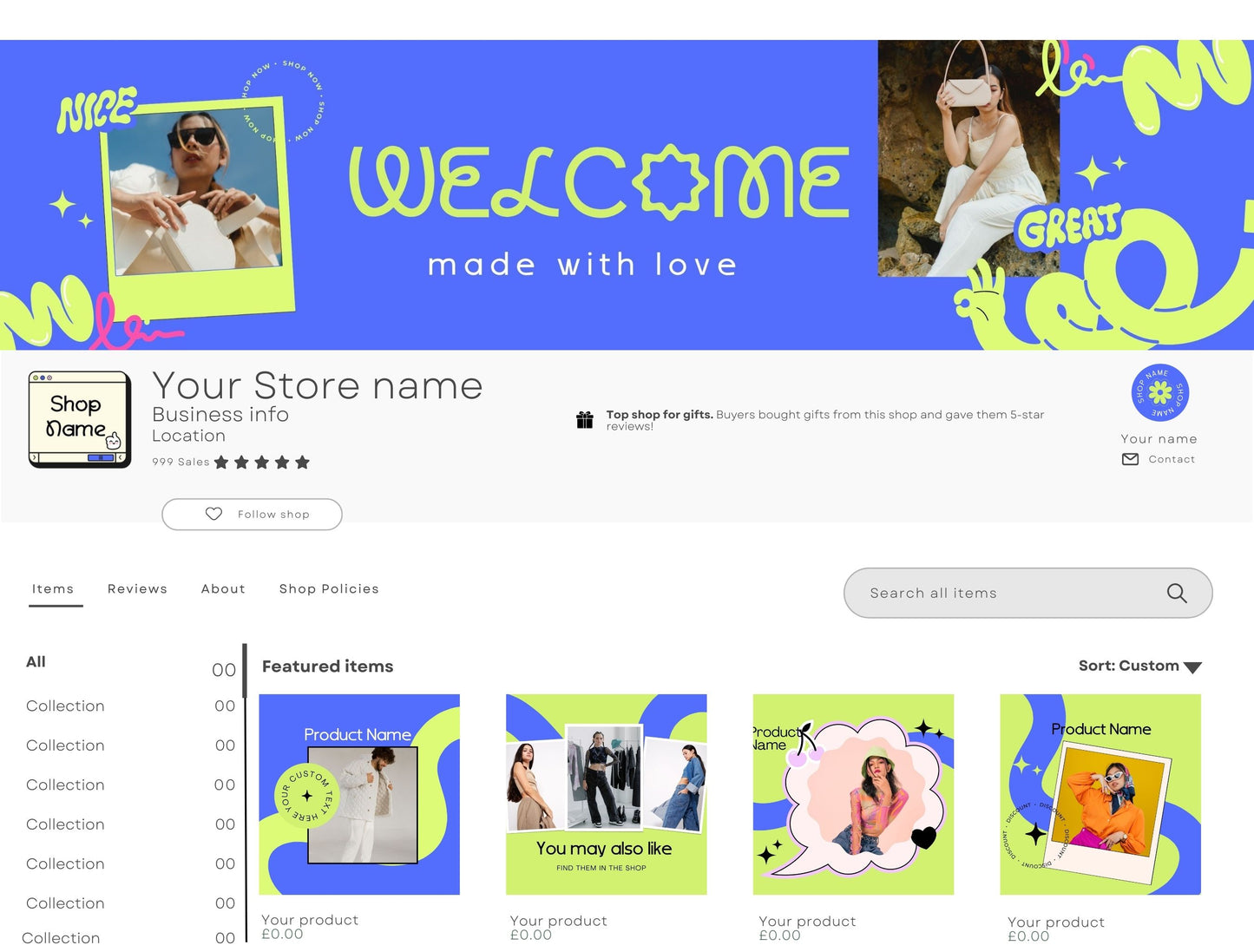 Etsy Shop Kit Glowaves Bundle, Editable Canva Templates, Product Listing Photos Mockup, Etsy Seller Store Branding