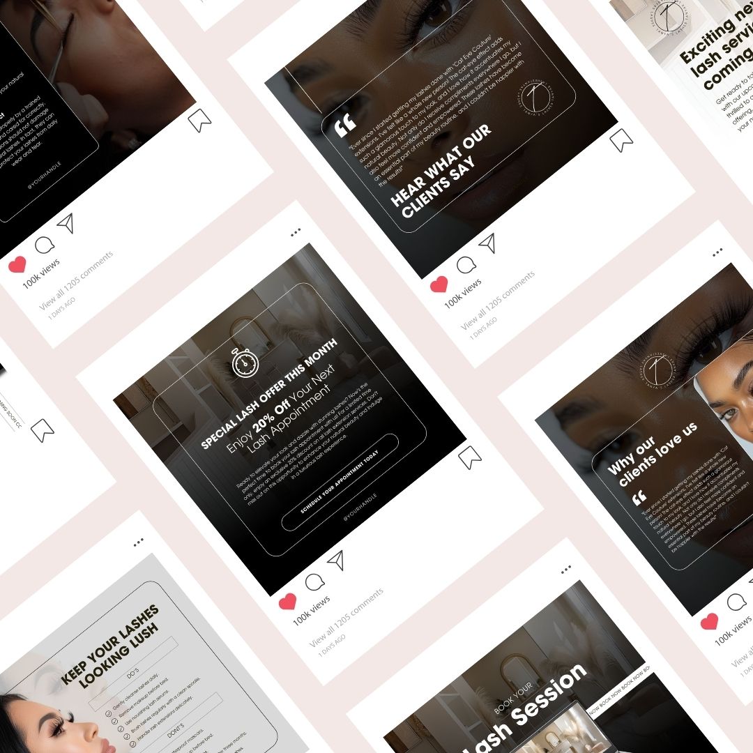 30 Lash Instagram Posts Editable Canva Template