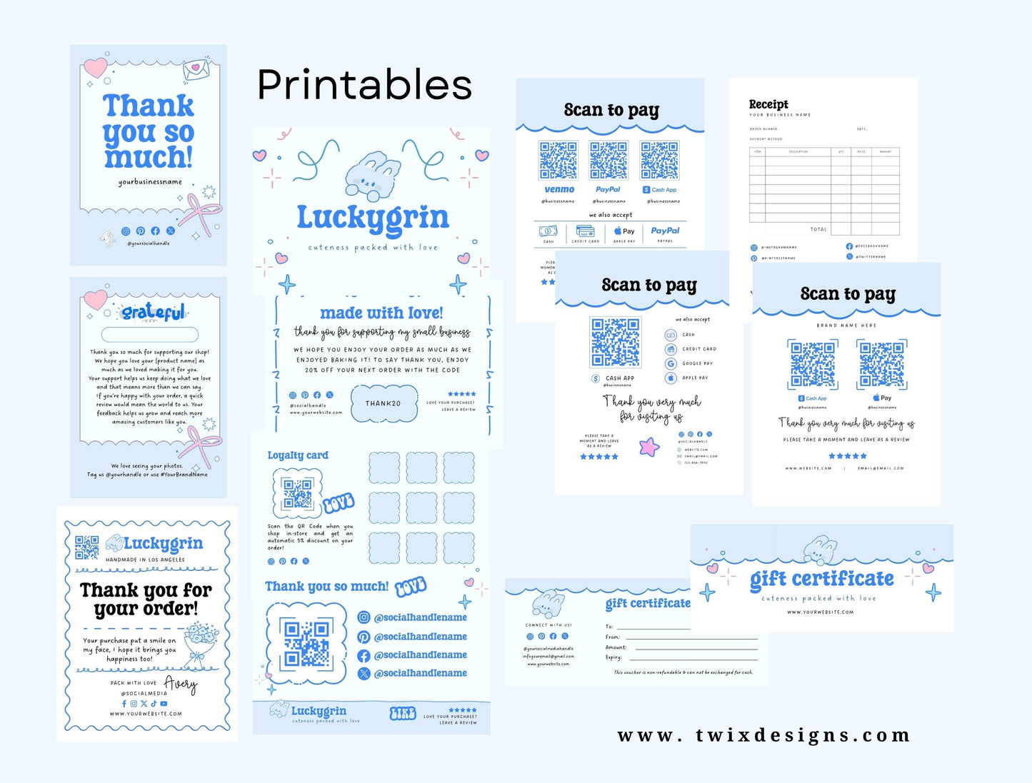 Branding Kit Luckygrin Canva Templates Product Fashion Coach Etsy Kit Light Blue Theme