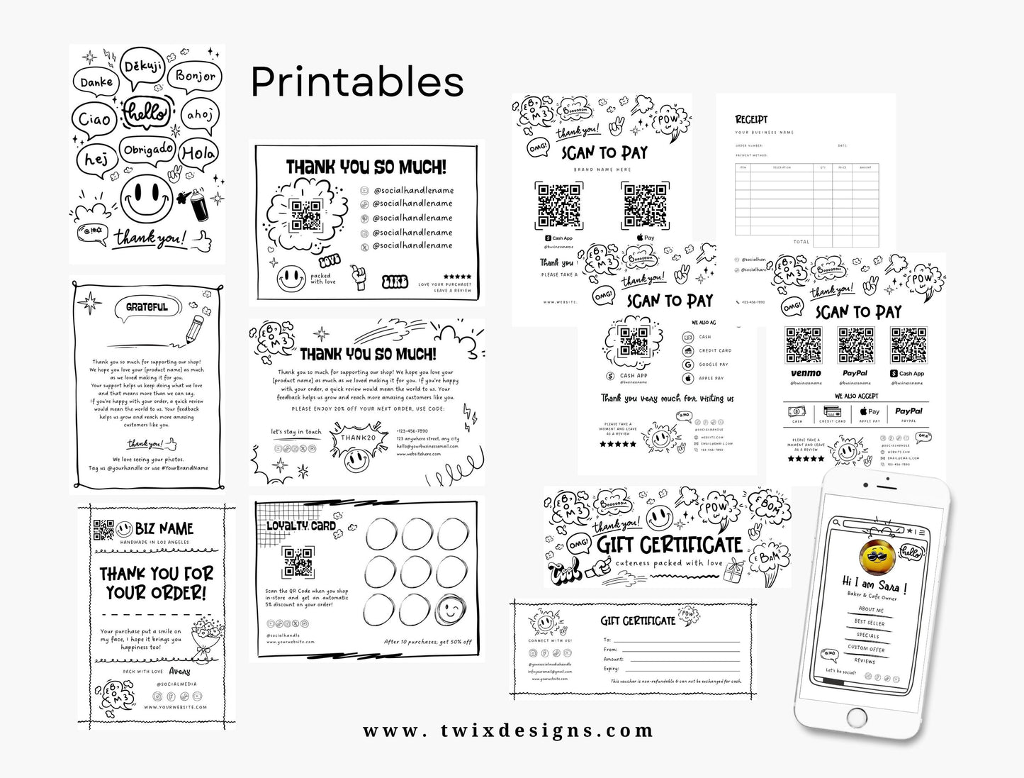 Branding Kit Comiko Editable Canva Templates Business Cards Marketing Posts Personal Brand Theme