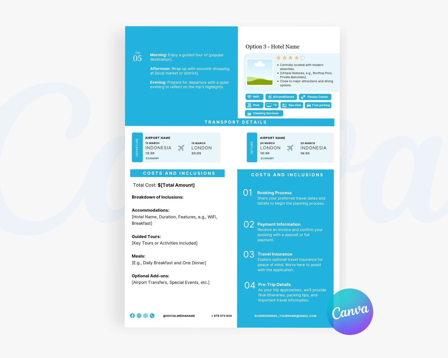 Travel Proposal Template, Travel Proposal Flyer, Editable Canva Templates 01