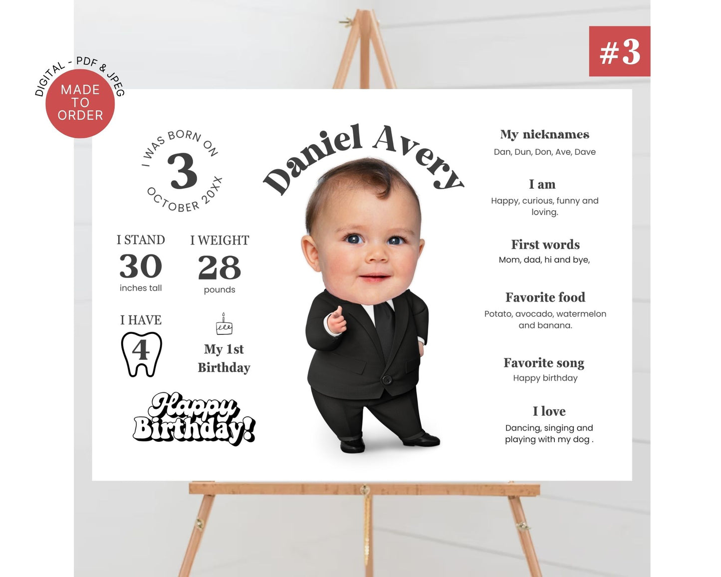 Personalized Baby Milestone Welcome Sign, Perfect for Baby Shower & Birthday,  Made-to-order download