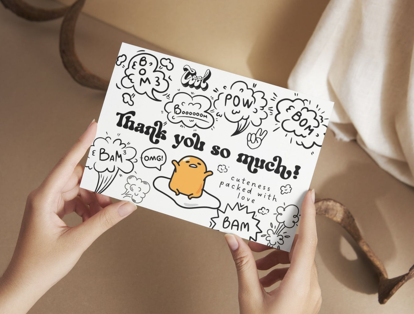 Small Business Printable Canva Templates – Thank You & Loyalty Card, Gift Certificate, QR Code Payment Gudetama Playful Fun Theme