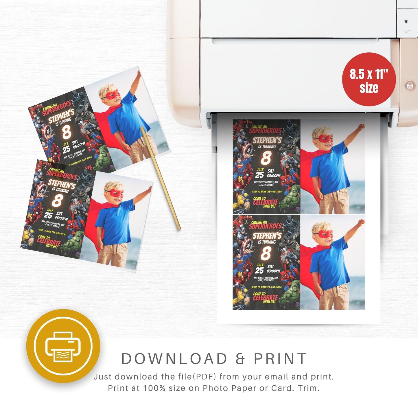 Spiderman Custom Birthday Comic Invitation with Photo