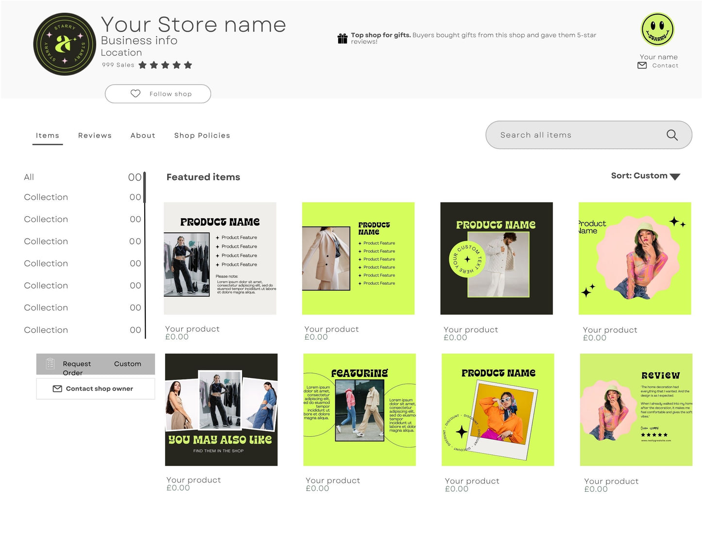 Etsy Shop Kit Starry Bundle, Editable Canva Templates, Product Listing Photos Mockup, Etsy Seller Store Branding