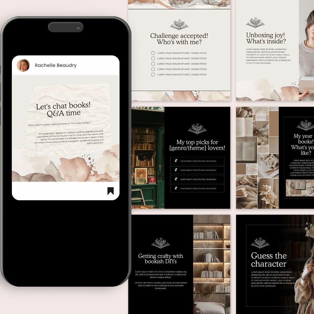 30 Bookstagram Instagram Post Editable Canva Template