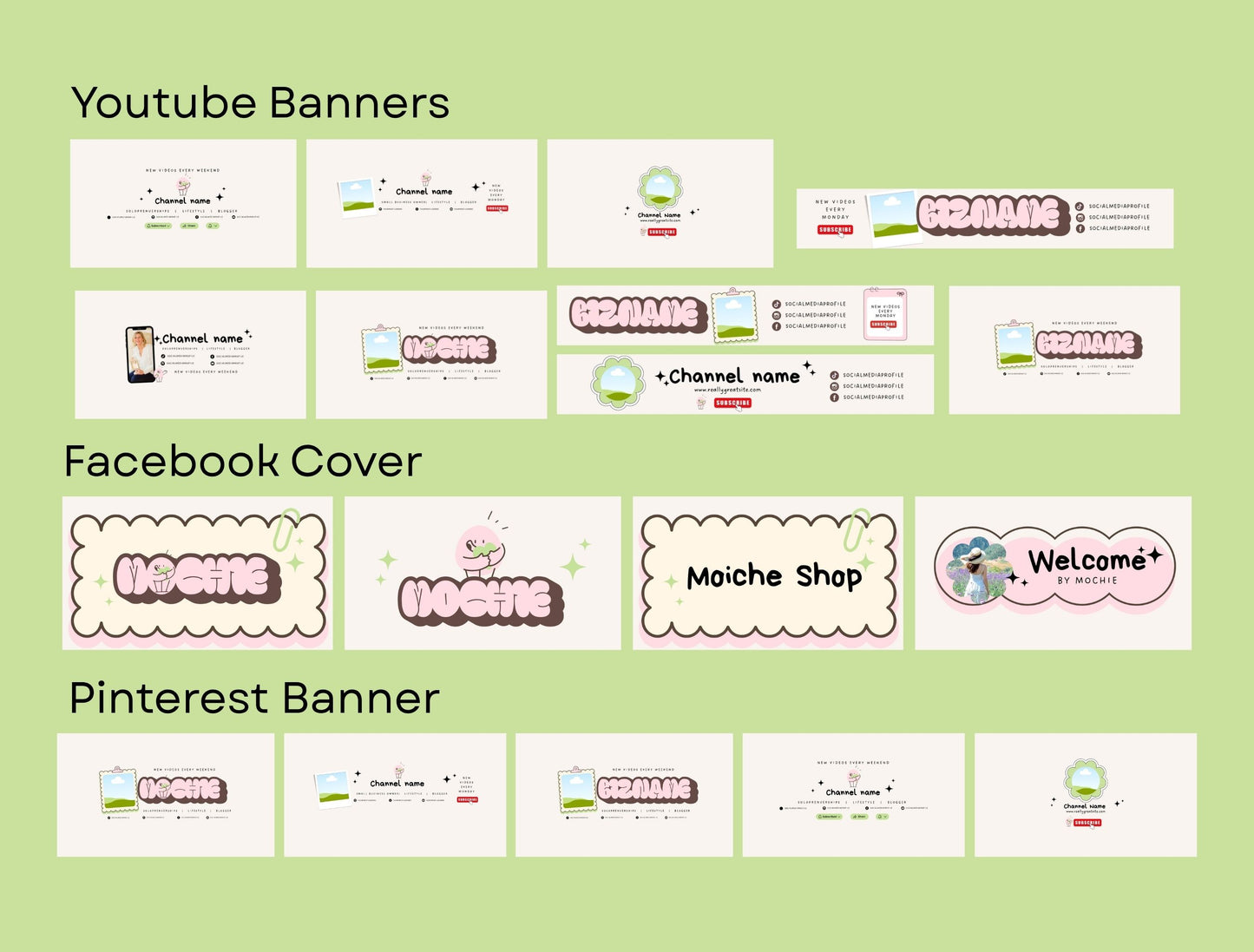 Branding Kit Cute Mochie Canva Templates Product Fashion Coach Etsy Kit Shop