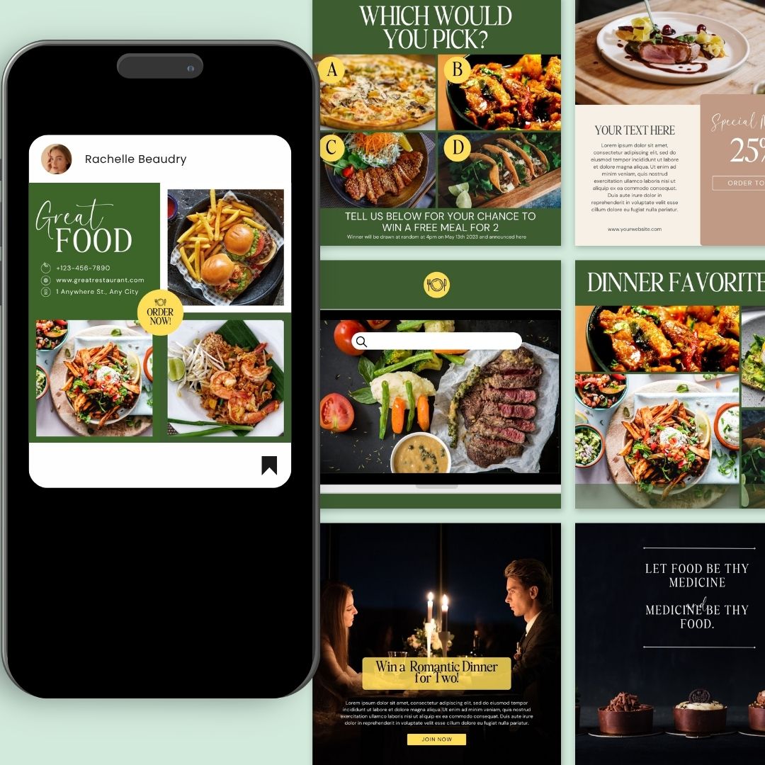 50 Food Service Green Theme Instagram Posts