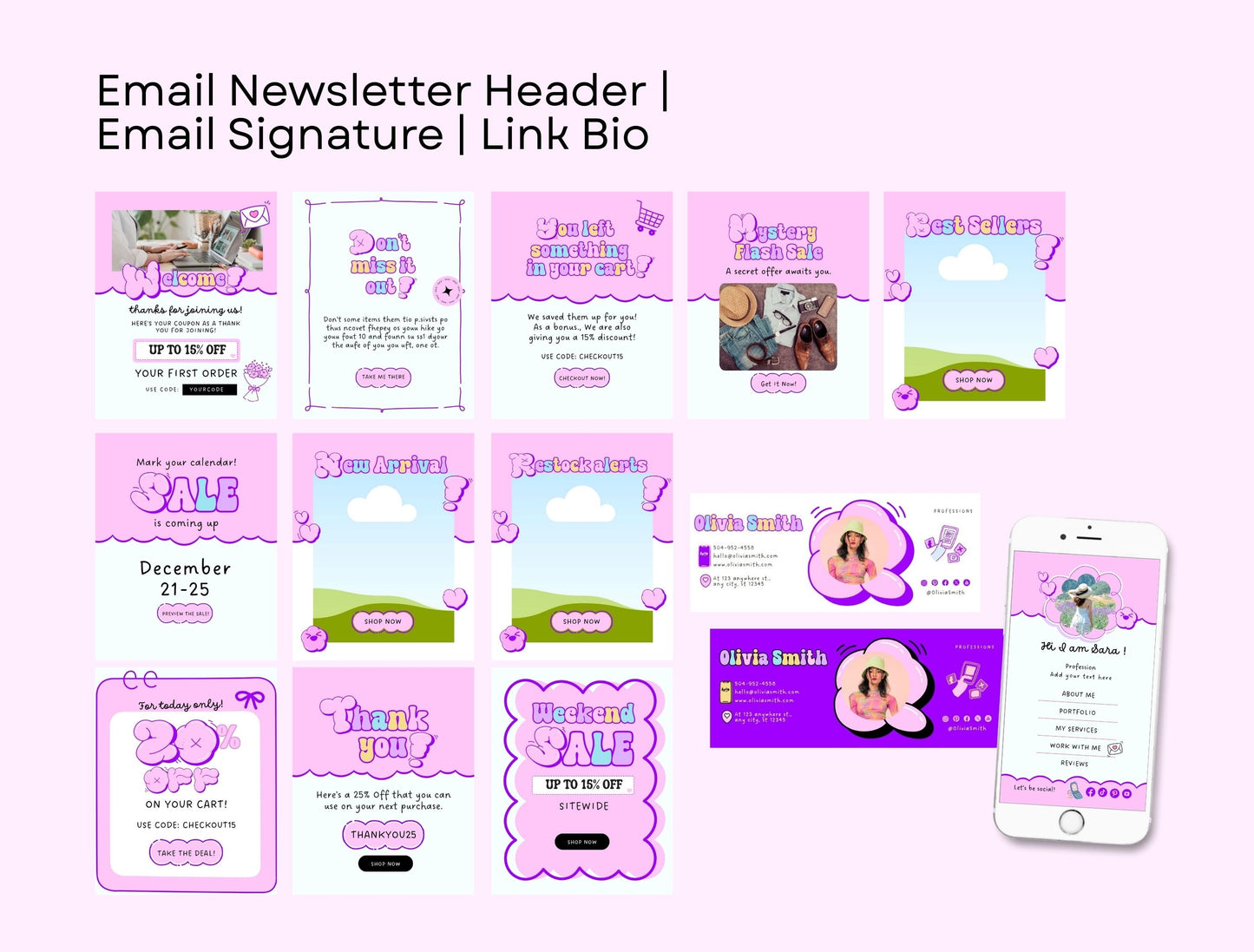 Branding Kit Puffy Canva Templates Product Fashion Coach Etsy Kit Blue Purple Theme