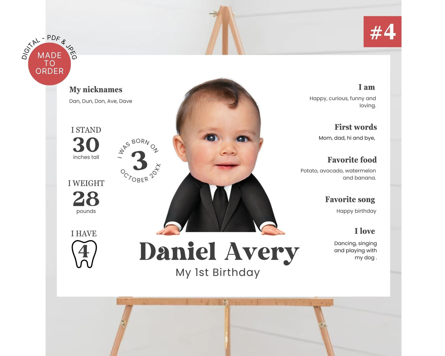 Personalized Baby Milestone Welcome Sign, Perfect for Baby Shower & Birthday,  Made-to-order download