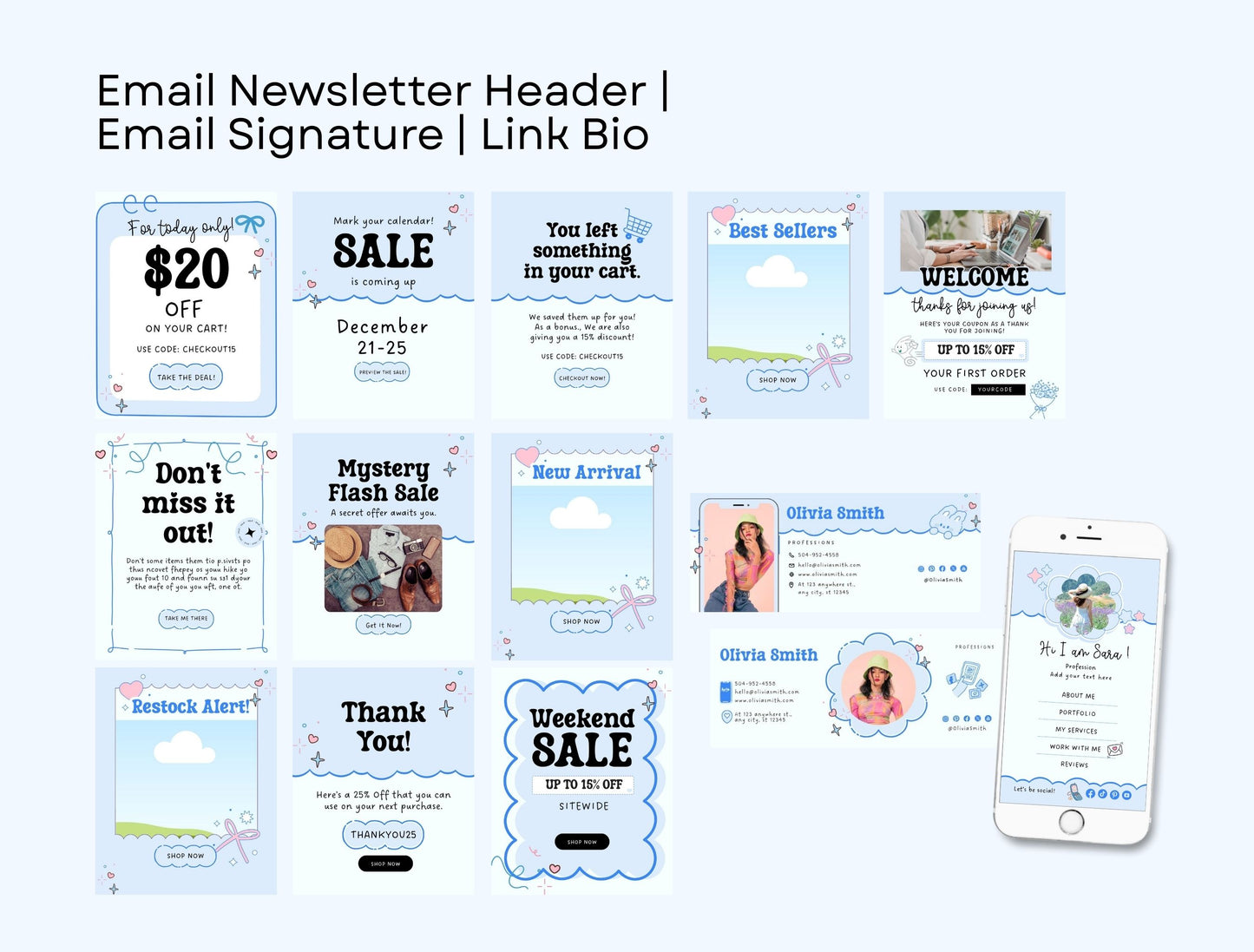 Branding Kit Luckygrin Canva Templates Product Fashion Coach Etsy Kit Light Blue Theme