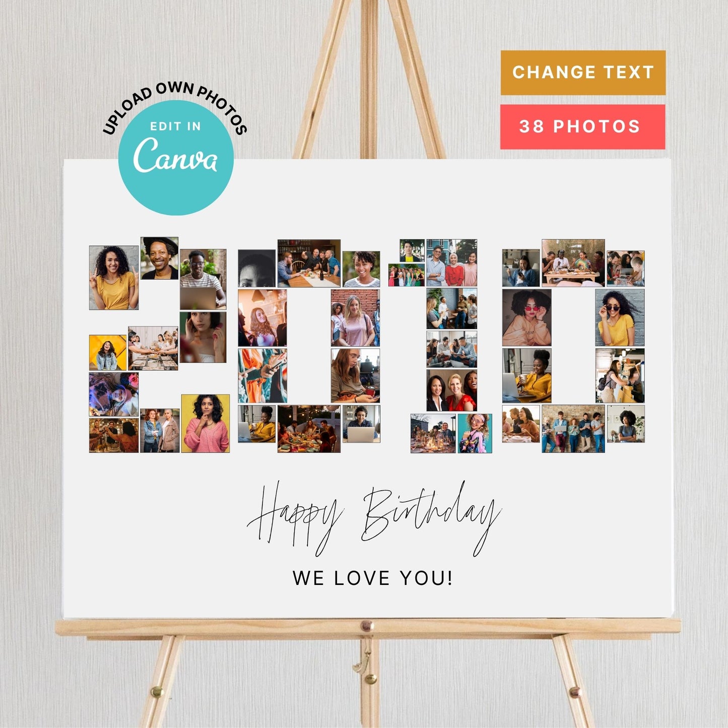 EDITABLE 2010 Photo Collage, Photo Collage Gift, Number Collage, CANVA