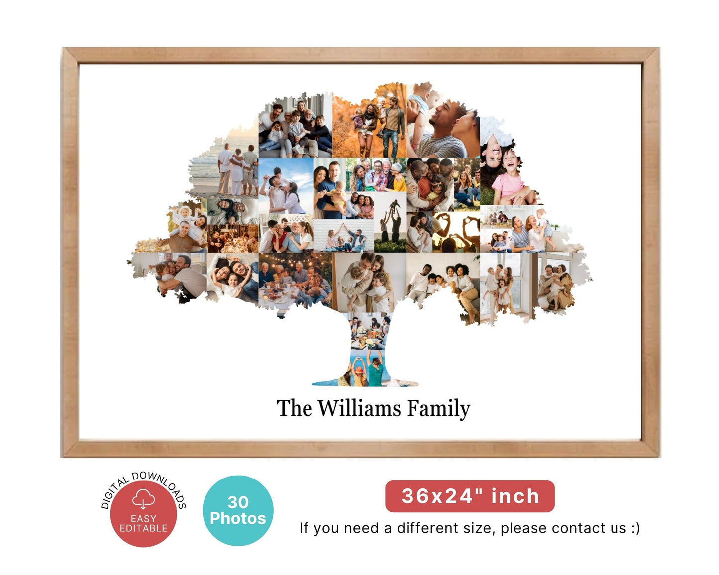 EDITABLE 30 Family Tree Photo Collage, Family Welcome Sign, Family Poster Sign, Canva, DIGITAL