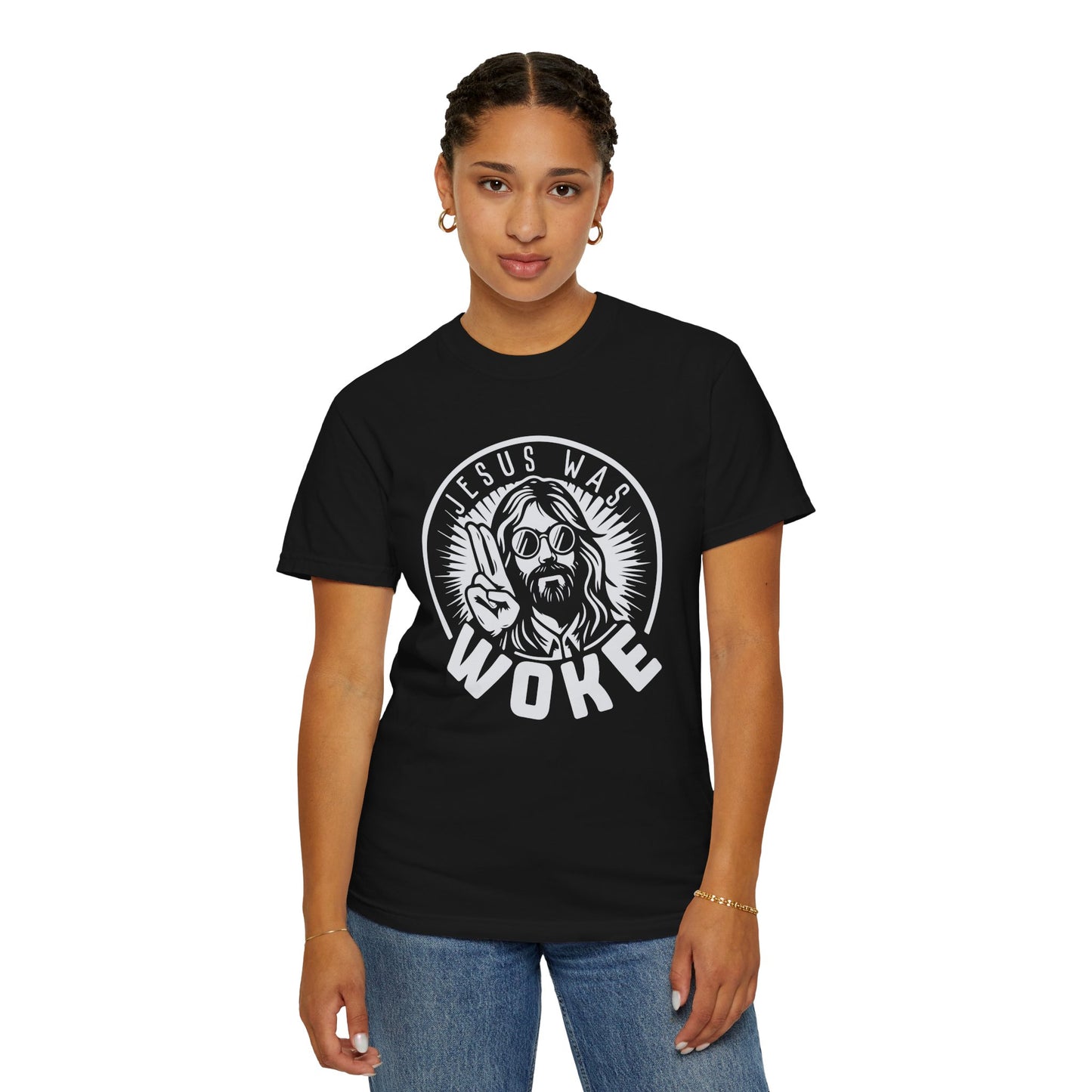 Jesus was woke Unisex Garment-Dyed T-Shirt - Casual Vintage Style for Everyday Wear