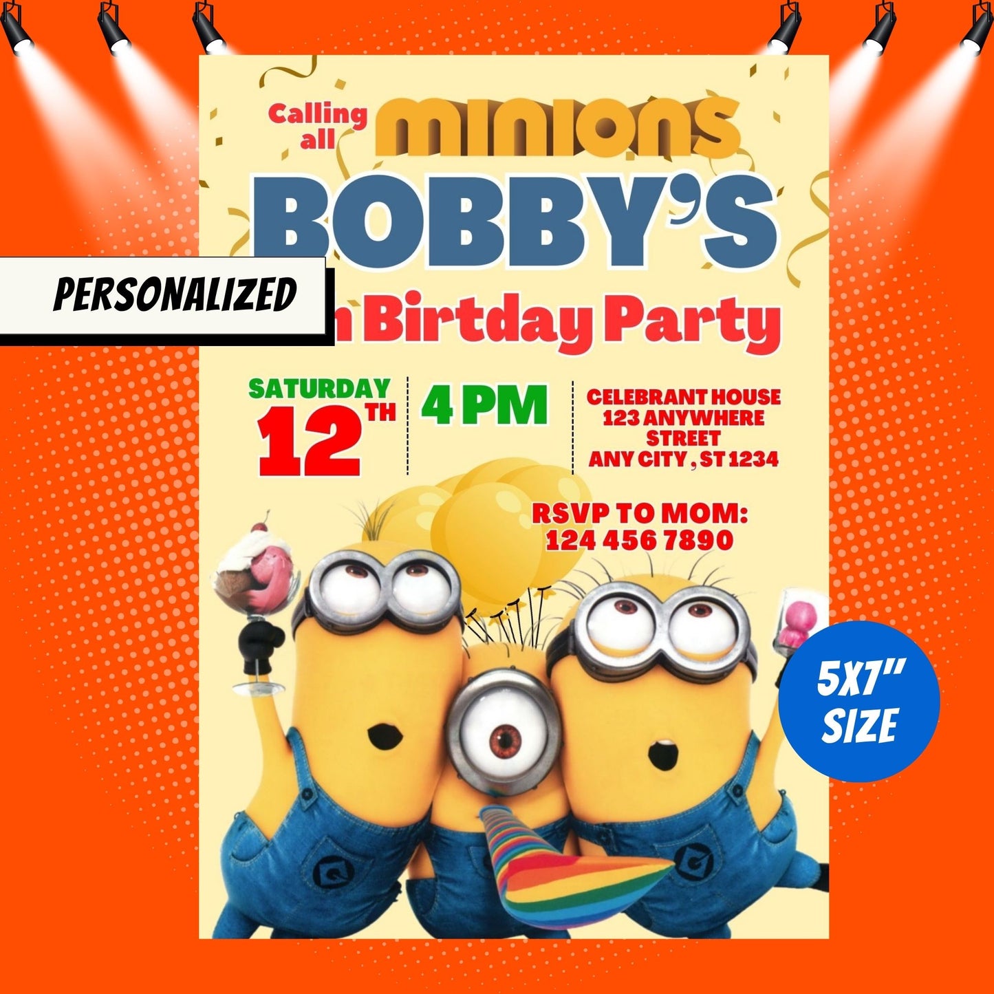 Yellow Minions Custom Birthday Party Invitation